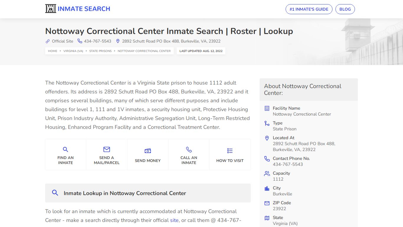 Nottoway Correctional Center Inmate Search | Roster | Lookup